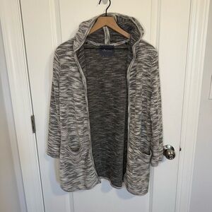 Paper Crane Sweater Womens Small Heather Gray Open Front Hooded Cardigan Pockets